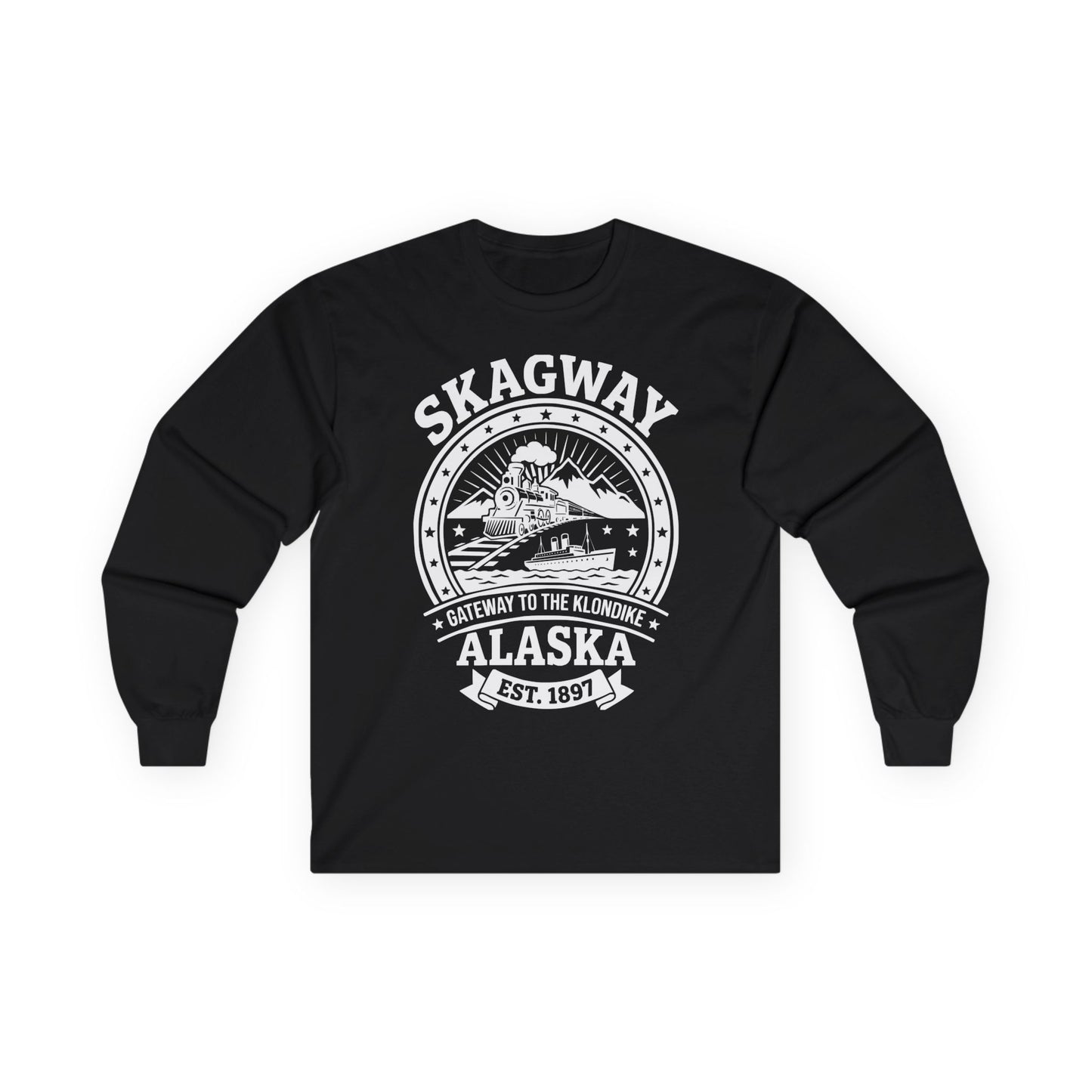 Vintage Skagway Alaska Gateway to the Klondike Souvenir Shirt — Long Sleeve