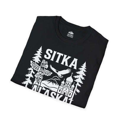 Sitka Alaska Cruise Souvenir Shirt with Totem Poles and Ship 2026 — T-Shirt