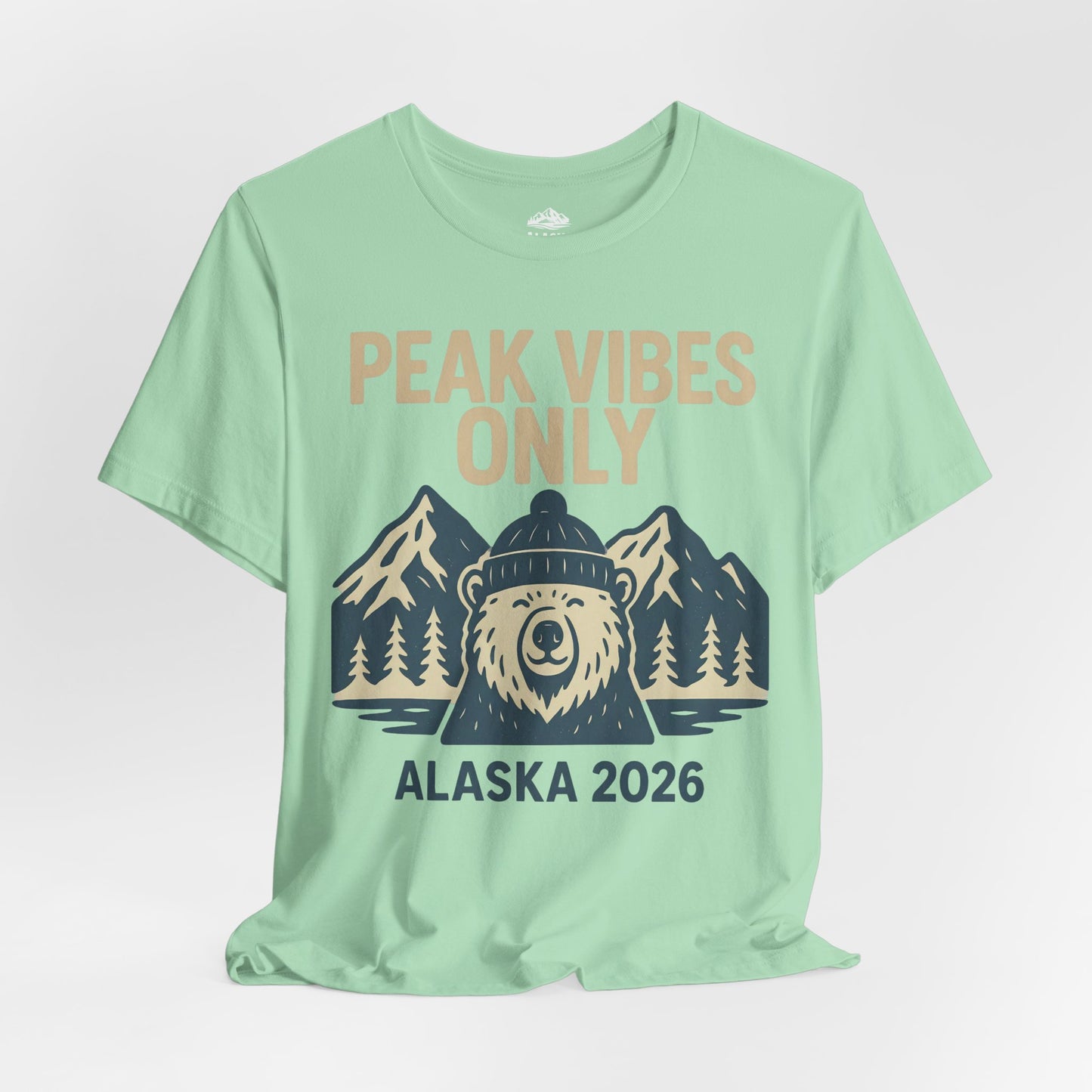Alaska 2026 Mountain Adventure Bear - Peak Vibes Only T-Shirt Premium Tee - View 15 - Alaska Cruise Shirts