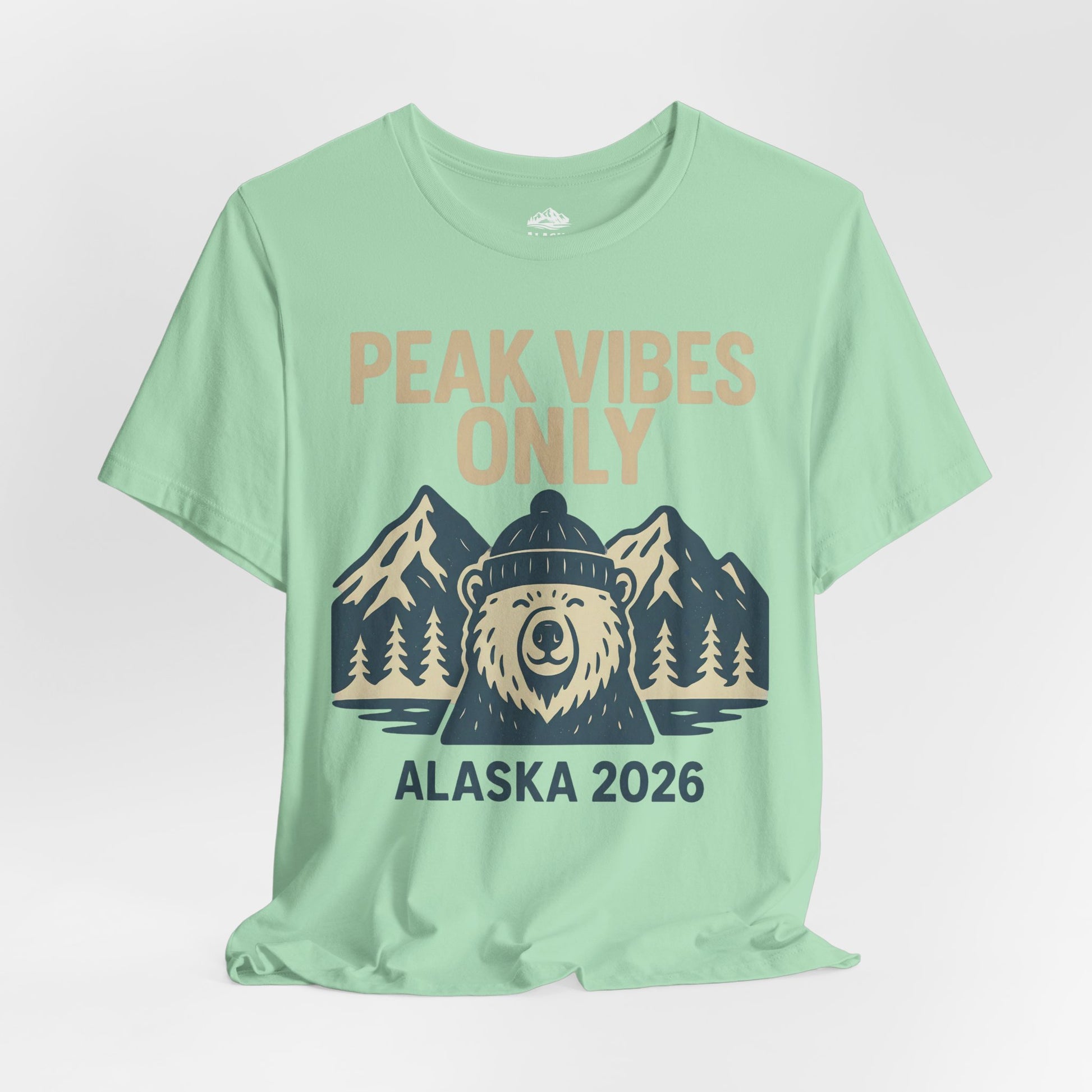 Alaska 2026 Mountain Adventure Bear - Peak Vibes Only T-Shirt Premium Tee - View 15 - Alaska Cruise Shirts