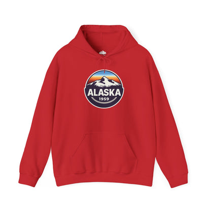 Alaska 1959 Retro Mountain Sunset Badge hoodie Vintage Statehood hoodie — Hoodie