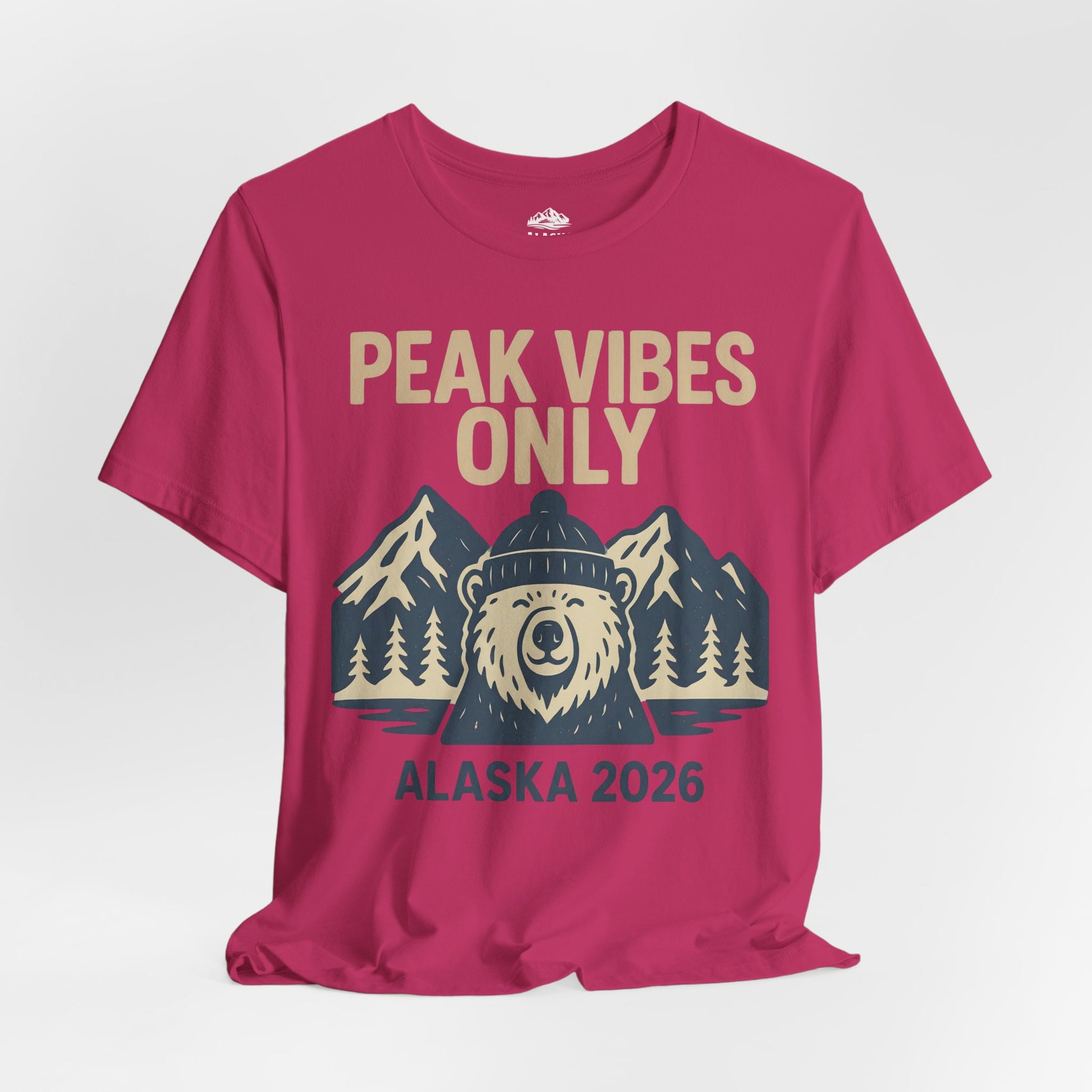 Alaska 2026 Mountain Adventure Bear - Peak Vibes Only T-Shirt Premium Tee - View 30 - Alaska Cruise Shirts