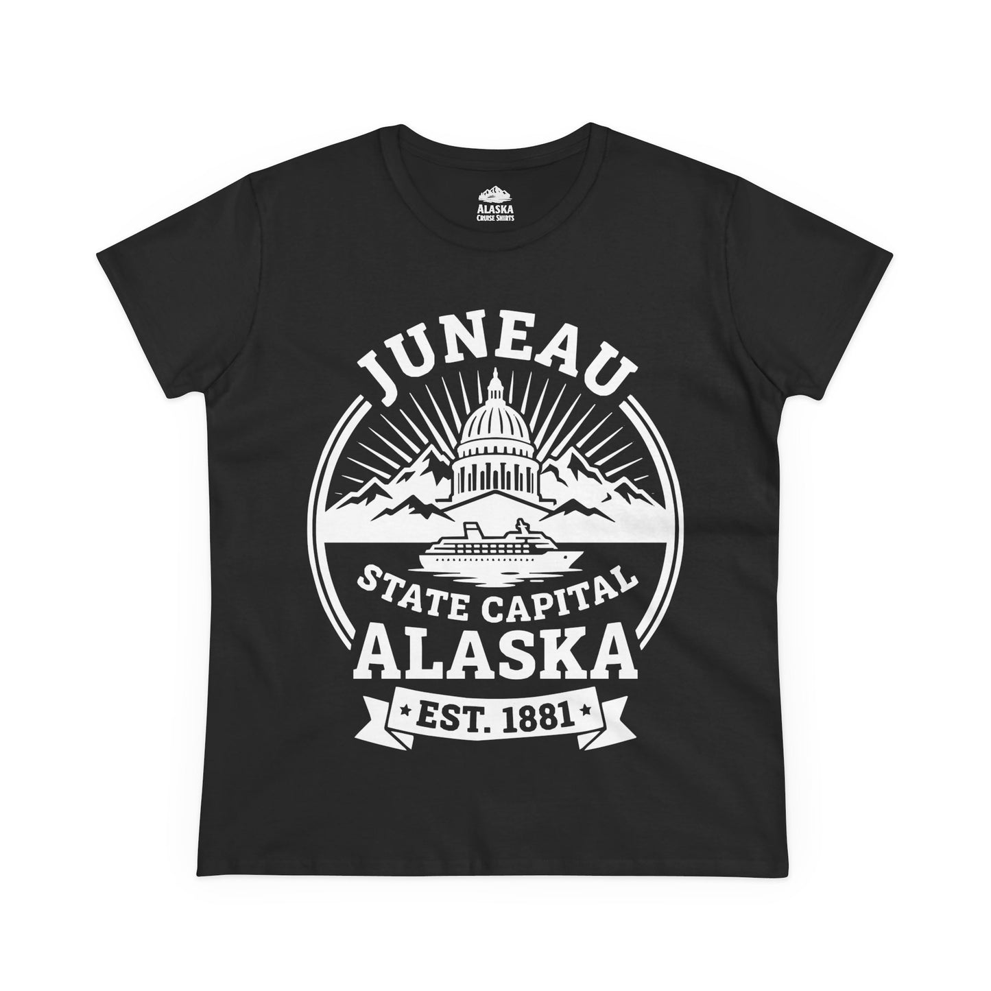 Juneau Alaska State Capital Vintage Cruise Souvenir Shirt — Ladies Tee