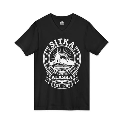 Sitka Alaska Russian America Heritage Cruise T-Shirt Est 1799 — V-Neck