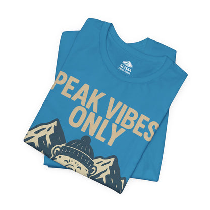 Alaska 2026 Mountain Adventure Bear - Peak Vibes Only T-Shirt Premium Tee - View 20 - Alaska Cruise Shirts