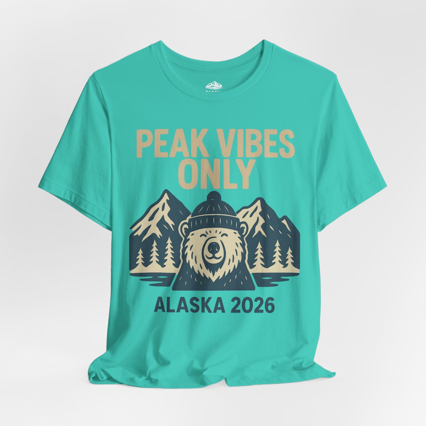 Alaska 2026 Mountain Adventure Bear - Peak Vibes Only T-Shirt Premium Tee - View 18 - Alaska Cruise Shirts