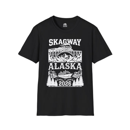 Skagway Alaska Cruise 2026 Shirt with Train and Mountains — T-Shirt