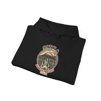 Sitka Alaska Vintage Heritage Tee with Iconic Local Landmarks Art — Hoodie