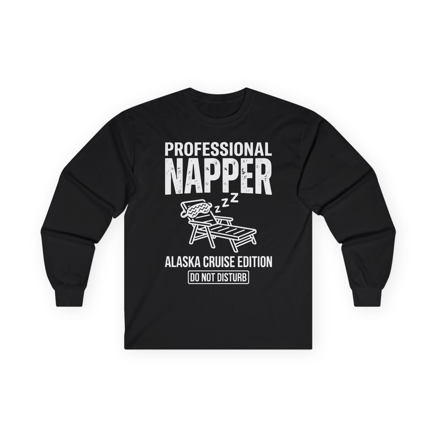 Professional Napper Alaska Cruise Edition Distressed Travel Tee — Long Sleeve