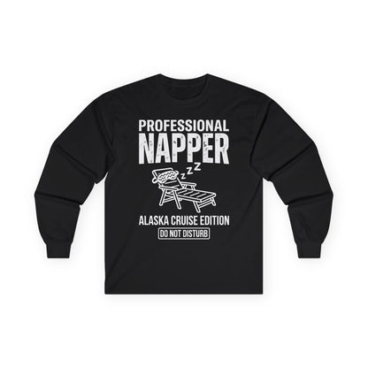 Professional Napper Alaska Cruise Edition Distressed Travel Tee — Long Sleeve