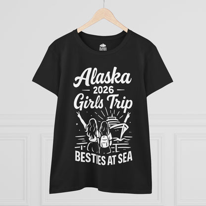 Alaska 2026 Girls Trip Besties At Sea Cruise Friends Shirt — Ladies Tee