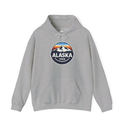 Alaska 1959 Retro Mountain Sunset Badge hoodie Vintage Statehood hoodie — Hoodie