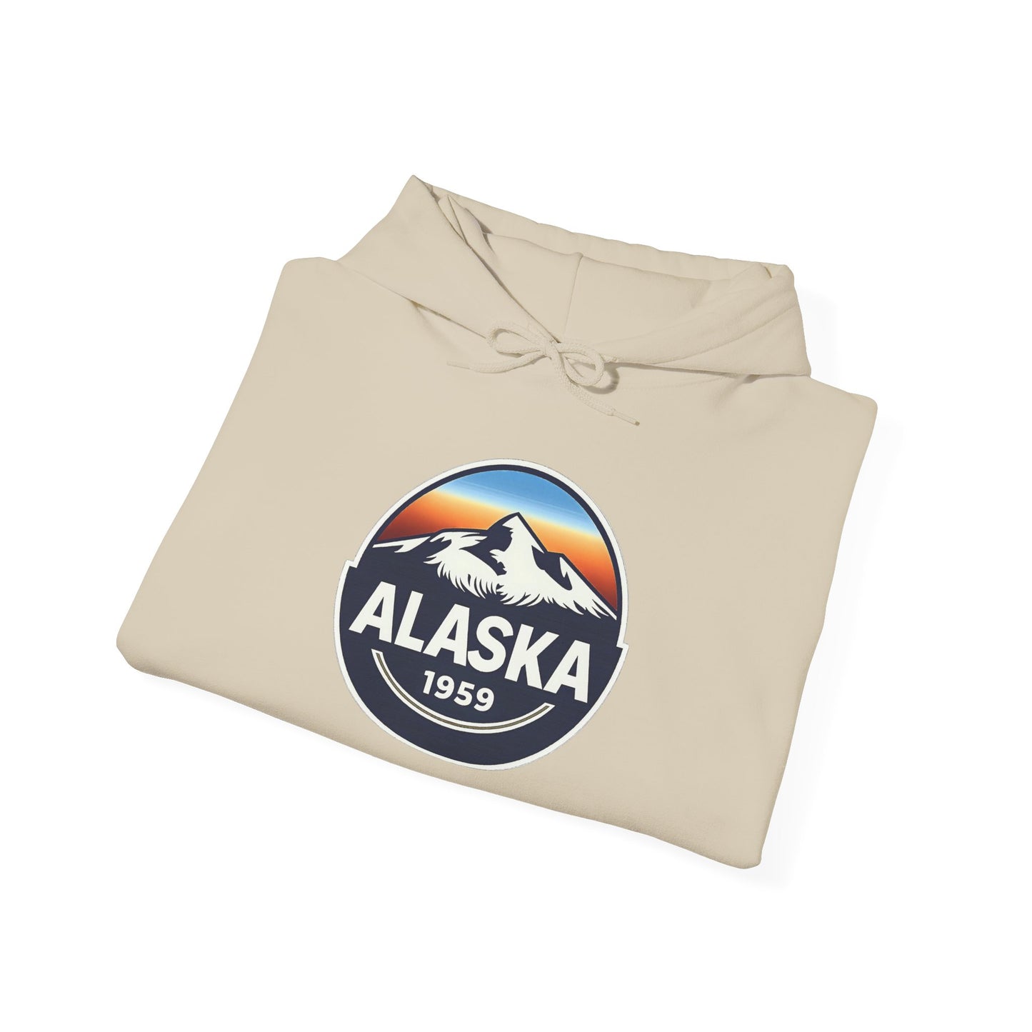 Alaska 1959 Retro Mountain Sunset Badge hoodie Vintage Statehood hoodie — Hoodie