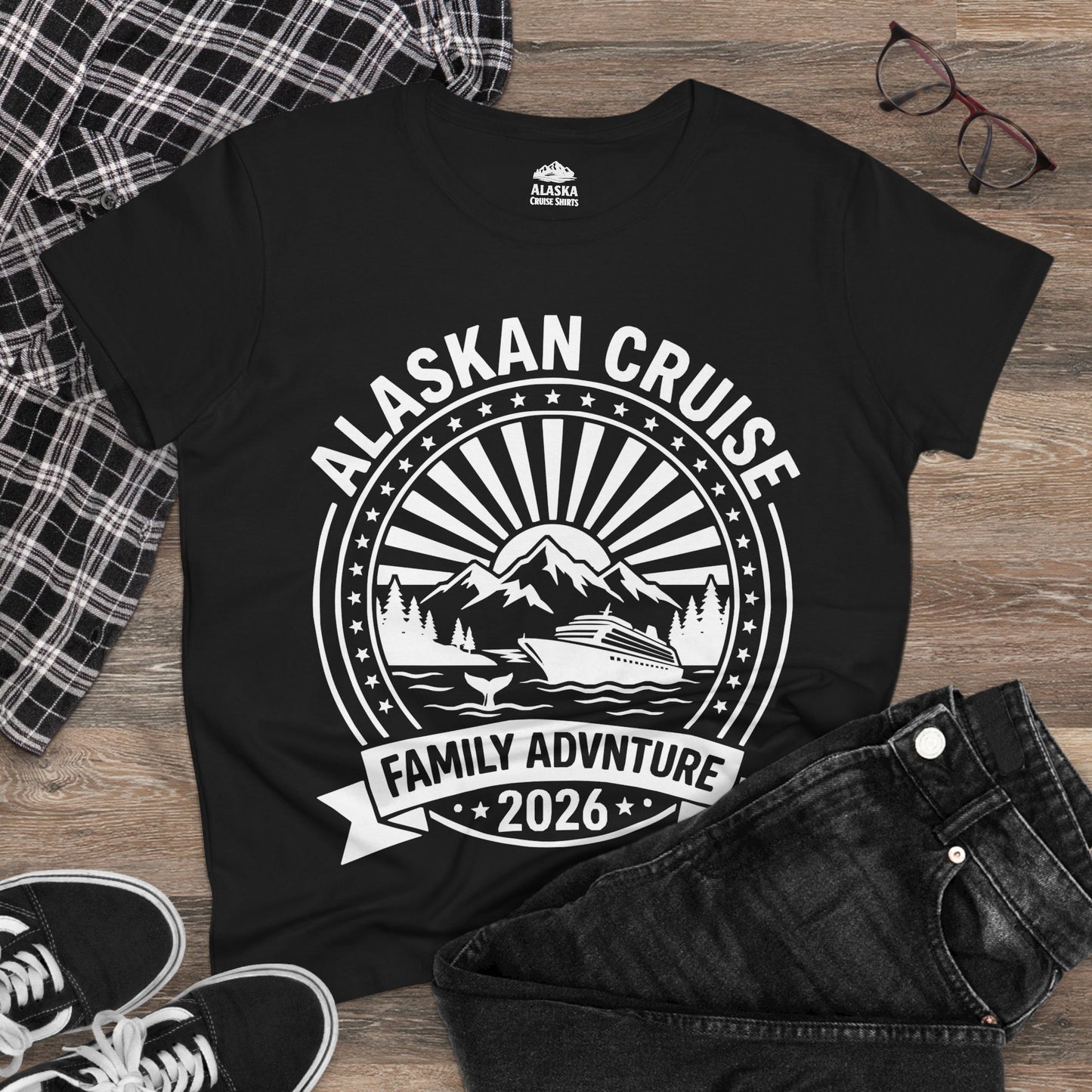 Alaskan Cruise Family Adventure 2026 Vacation Souvenir Shirt — Ladies Tee