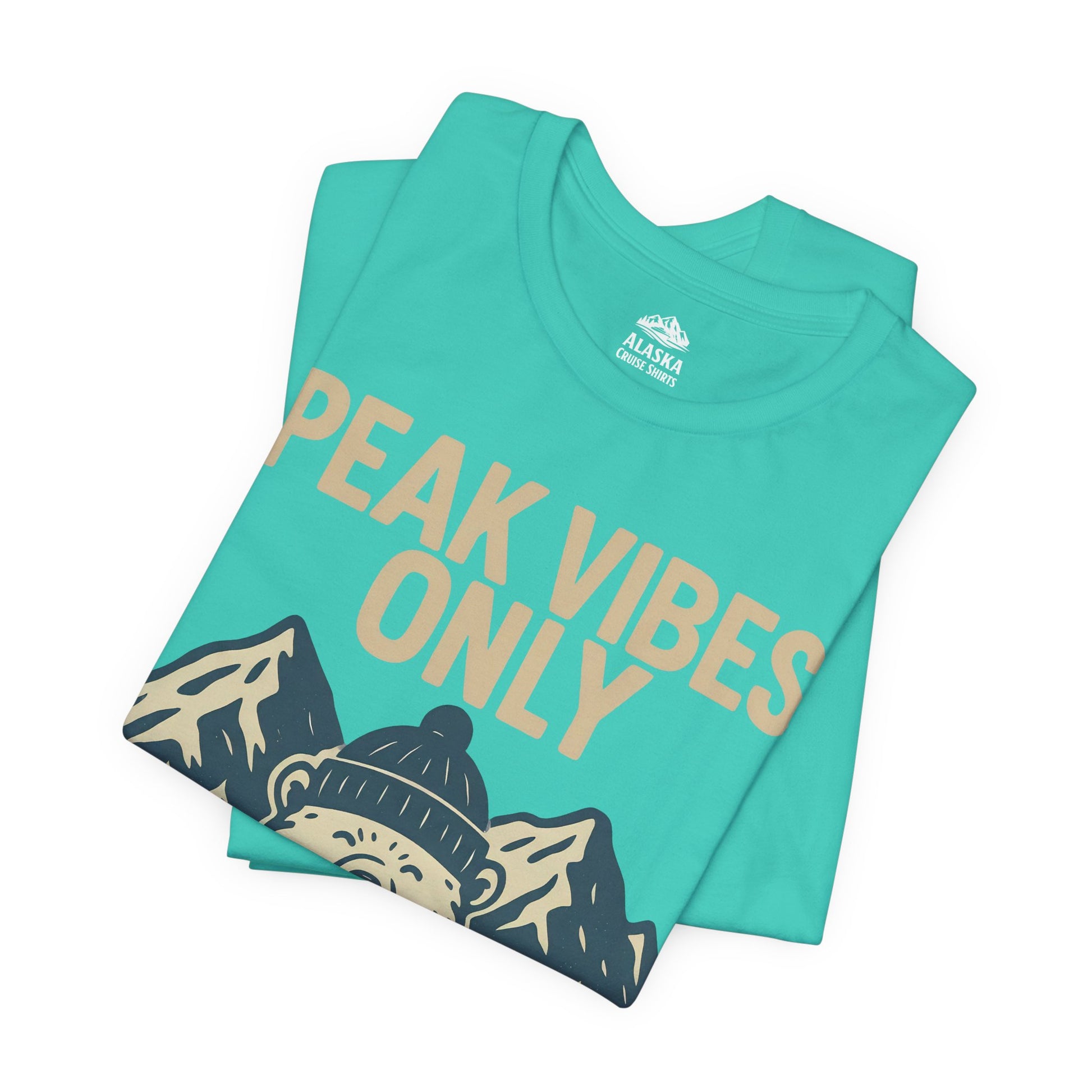 Alaska 2026 Mountain Adventure Bear - Peak Vibes Only T-Shirt Premium Tee - View 17 - Alaska Cruise Shirts
