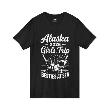 Alaska 2026 Girls Trip Besties At Sea Cruise Friends Shirt — V-Neck