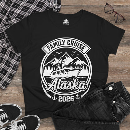 Alaska Family Cruise 2026 Scenic Mountains Group Vacation Shirt — Ladies Tee