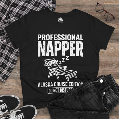 Professional Napper Alaska Cruise Edition Distressed Travel Tee — Ladies Tee