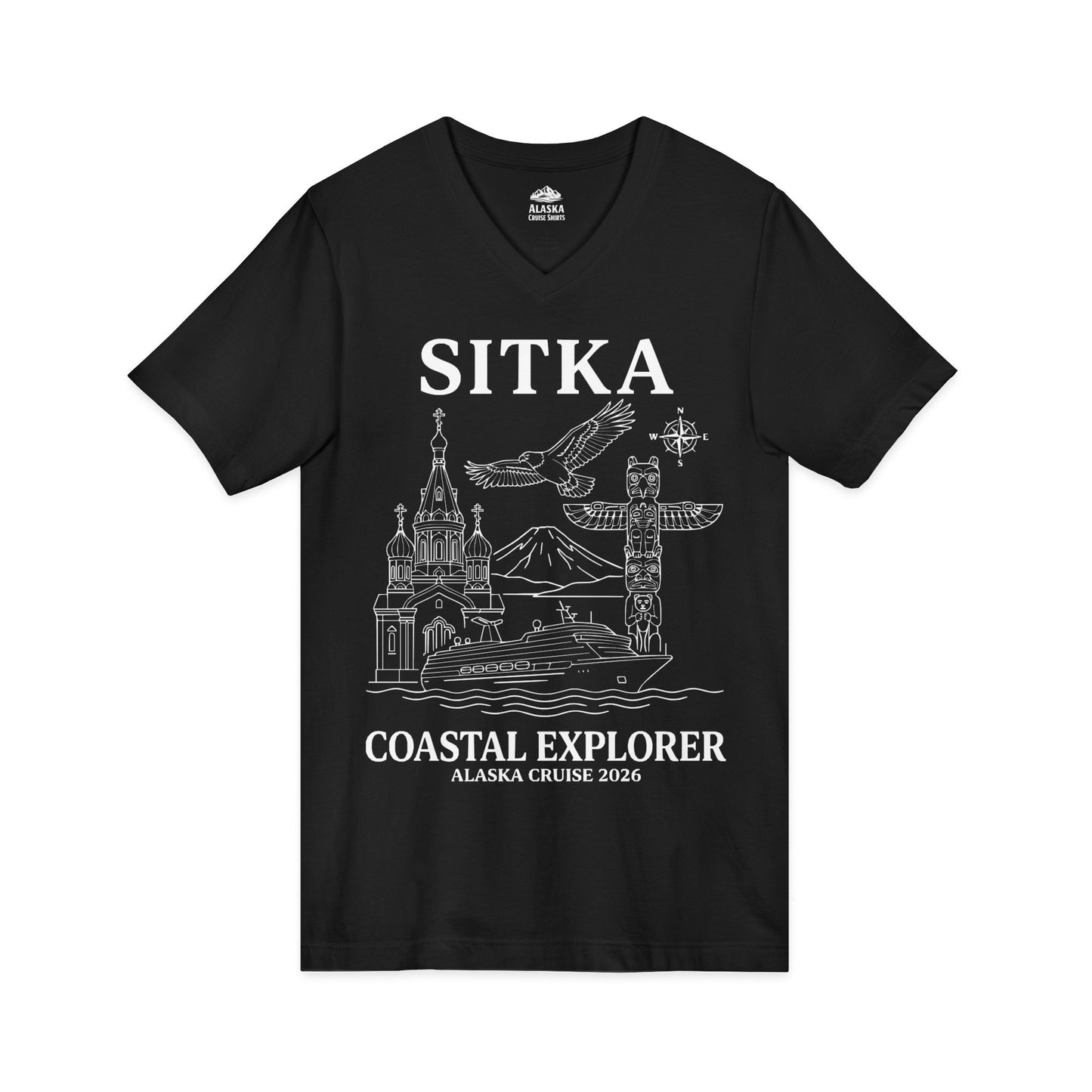 Sitka Coastal Explorer Alaska Cruise 2026 Adventure Shirt — V-Neck