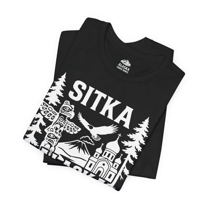Sitka Alaska Cruise Souvenir Shirt with Totem Poles and Ship 2026 — Premium Tee