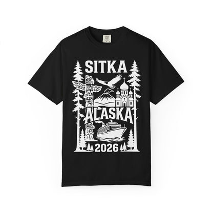 Sitka Alaska Cruise Souvenir Shirt with Totem Poles and Ship 2026 — Comfort