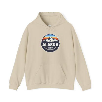 Alaska 1959 Retro Mountain Sunset Badge hoodie Vintage Statehood hoodie — Hoodie
