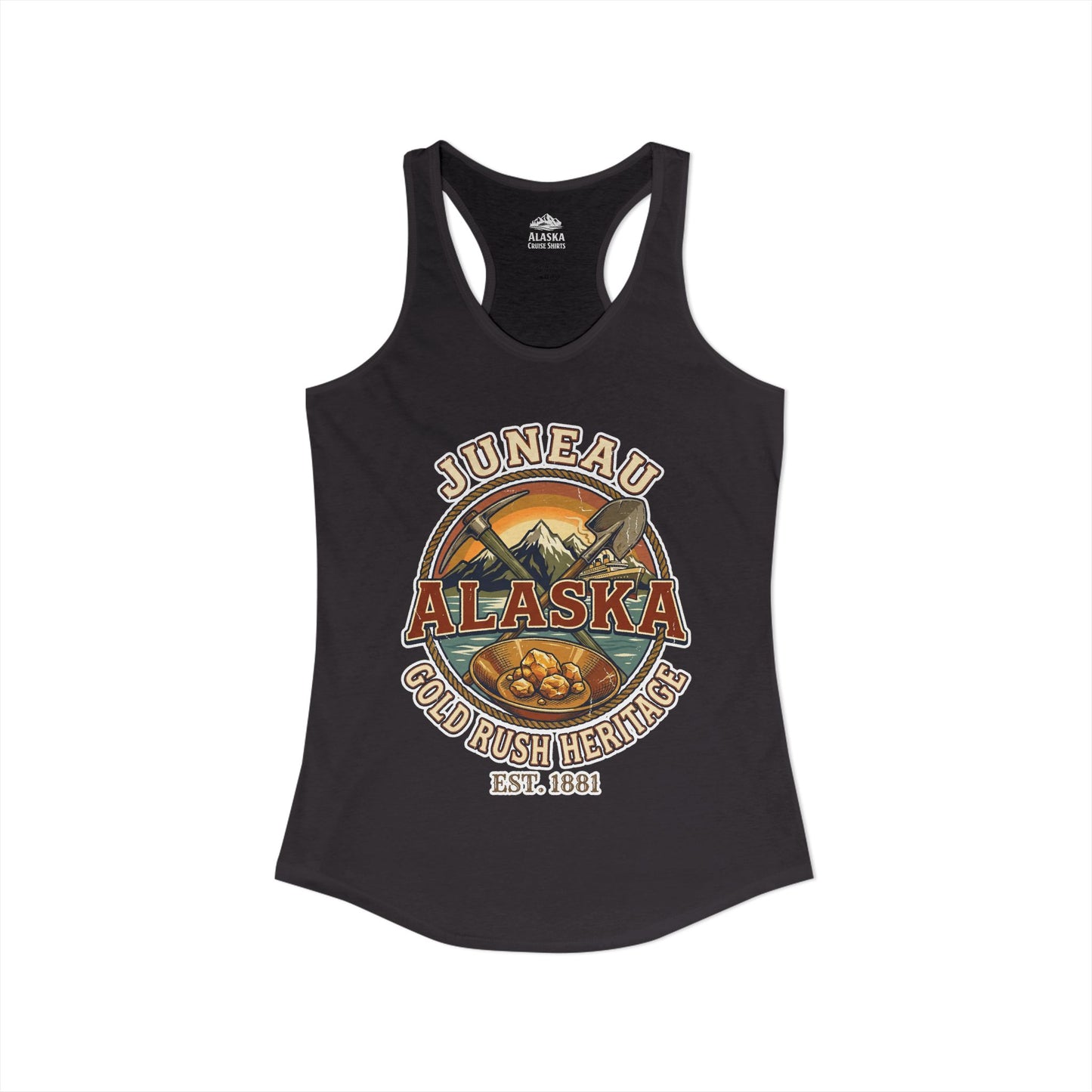 Juneau Alaska Gold Rush Heritage Vintage Travel T-Shirt — Ladies Tank