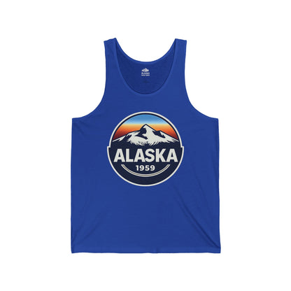 Alaska 1959 Retro Mountain Sunset Badge tank top Vintage Statehood tank top — Tank Top