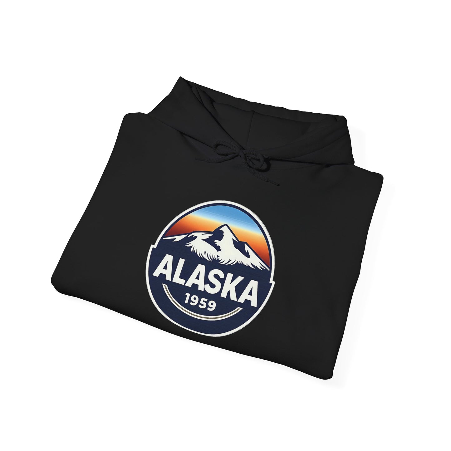 Alaska 1959 Retro Mountain Sunset Badge hoodie Vintage Statehood hoodie — Hoodie