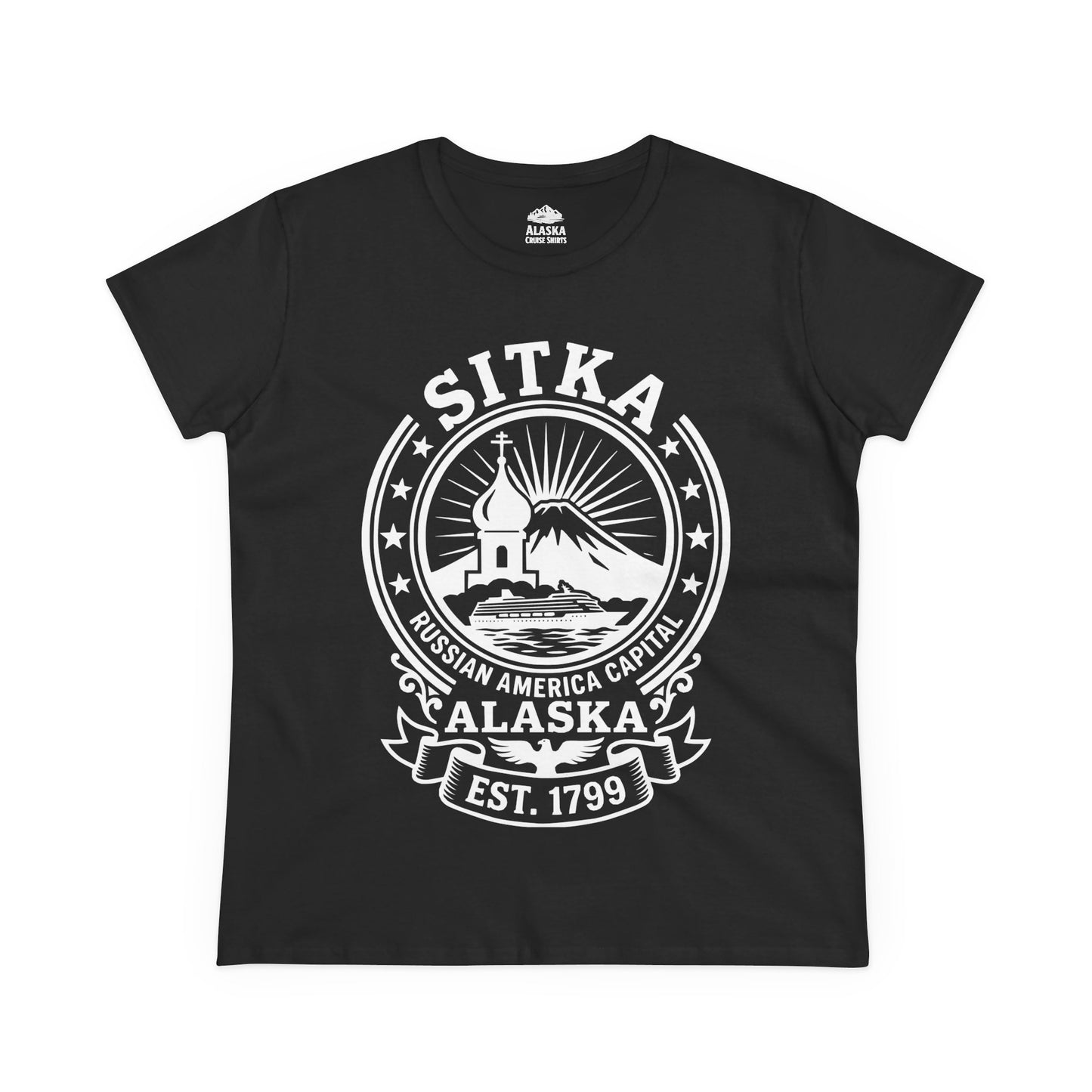 Sitka Alaska Russian America Heritage Cruise T-Shirt Est 1799 — Ladies Tee