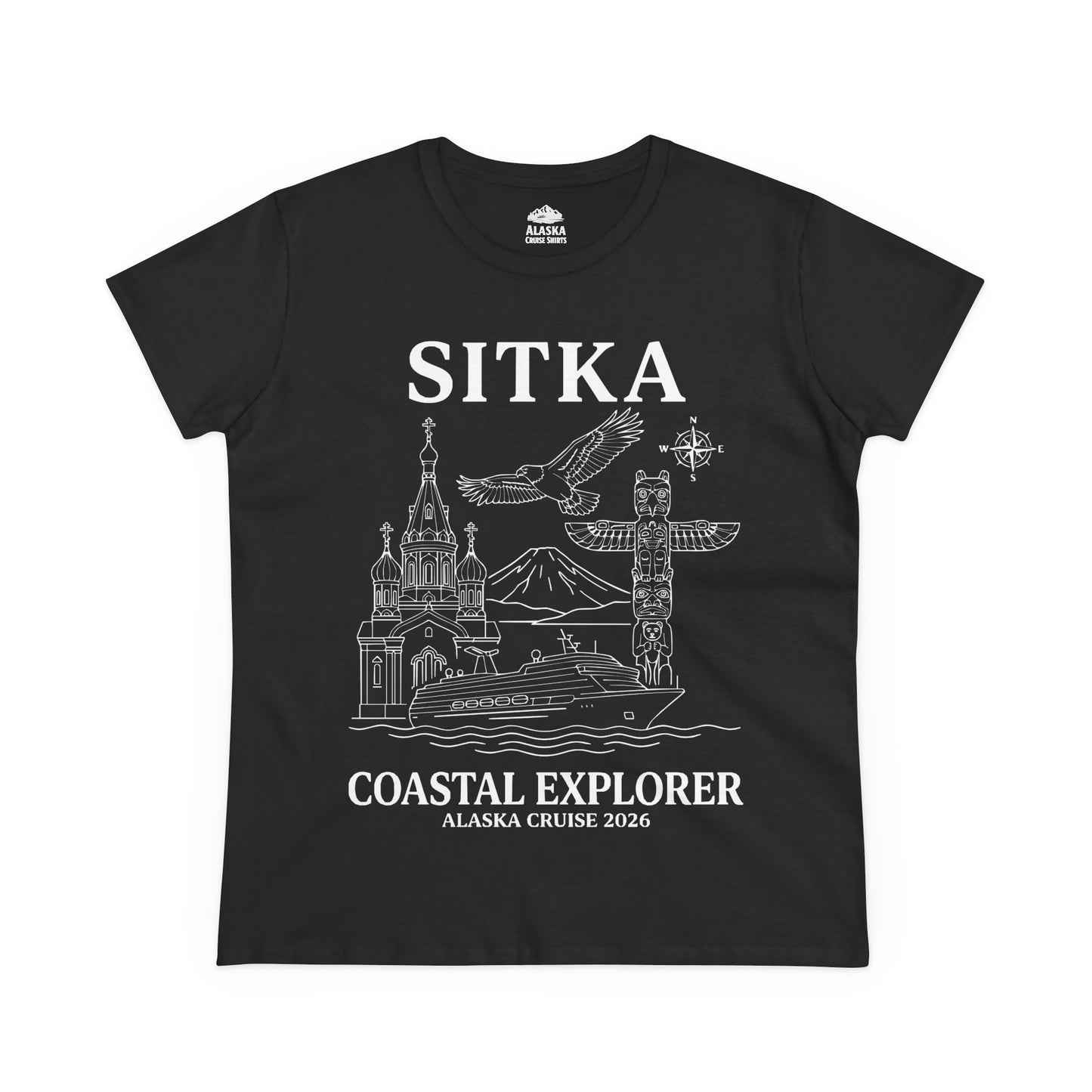 Sitka Coastal Explorer Alaska Cruise 2026 Adventure Shirt — Ladies Tee