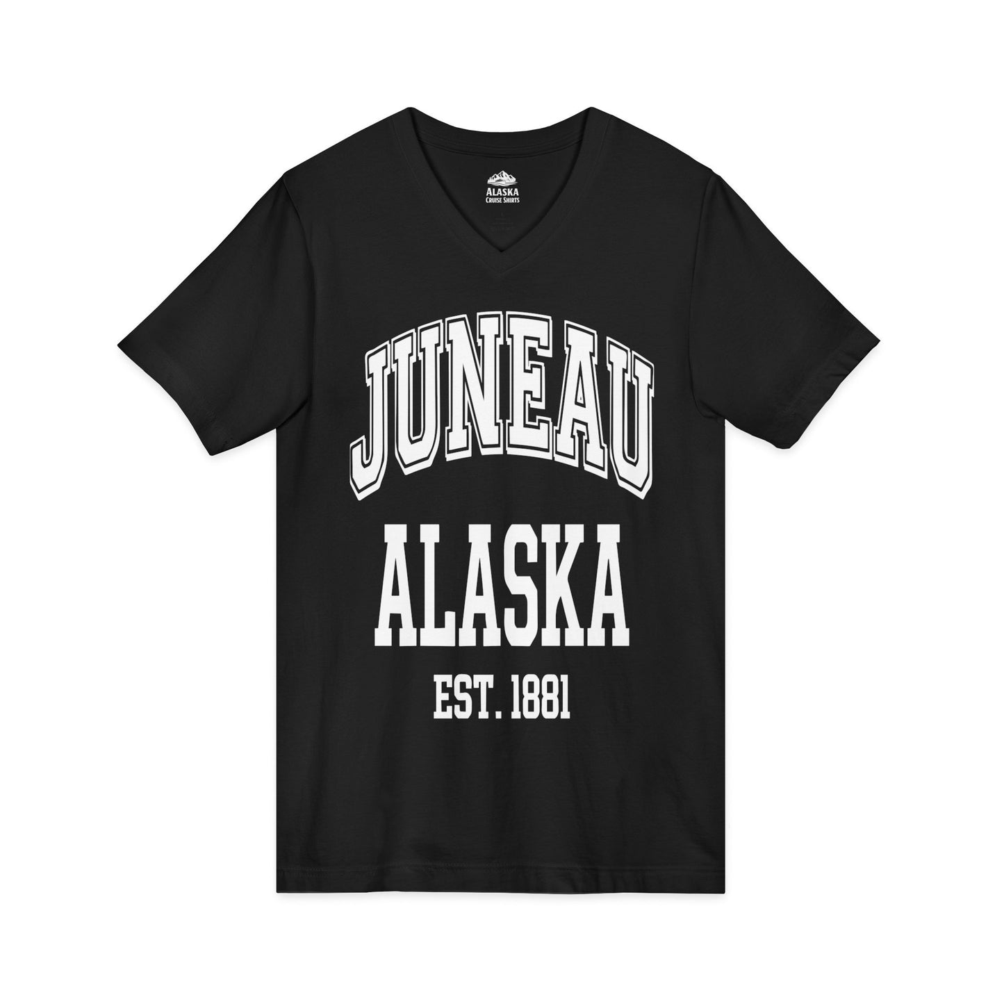 Juneau Alaska Est 1881 Classic Collegiate Souvenir Shirt — V-Neck