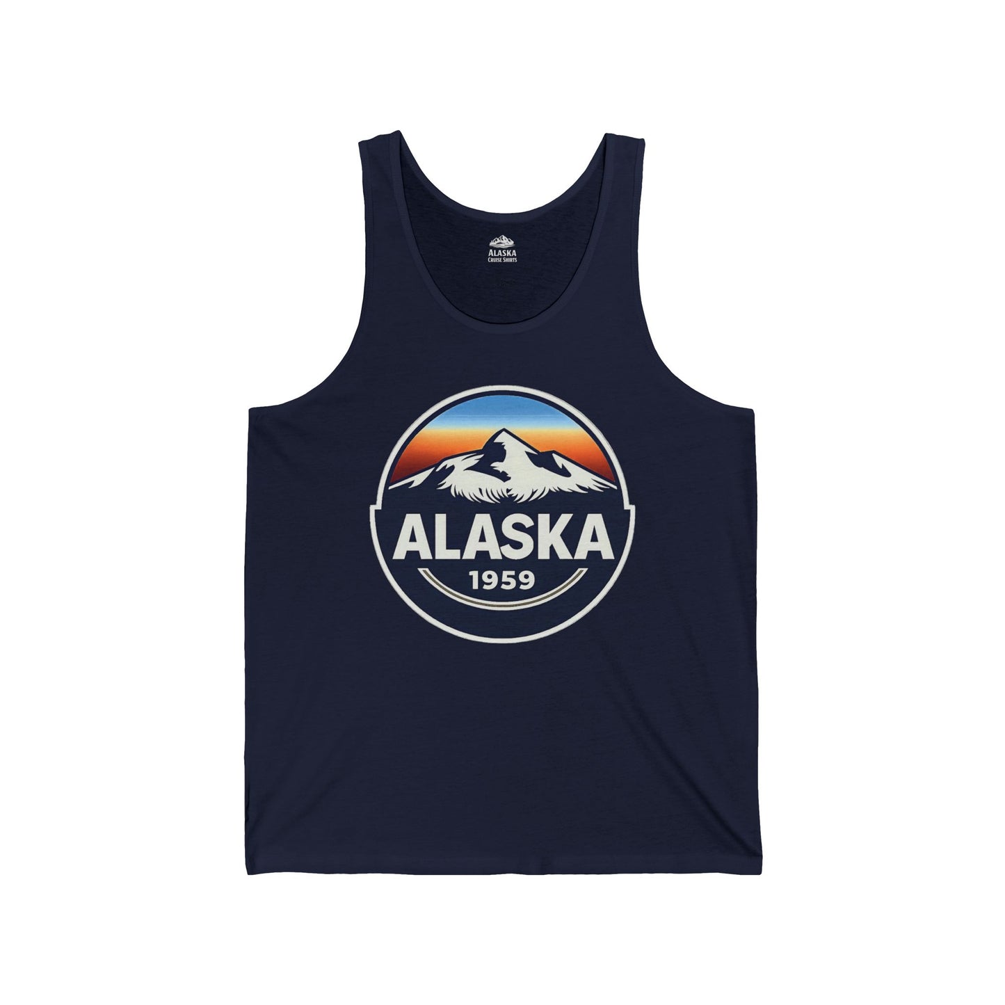 Alaska 1959 Retro Mountain Sunset Badge tank top Vintage Statehood tank top — Tank Top