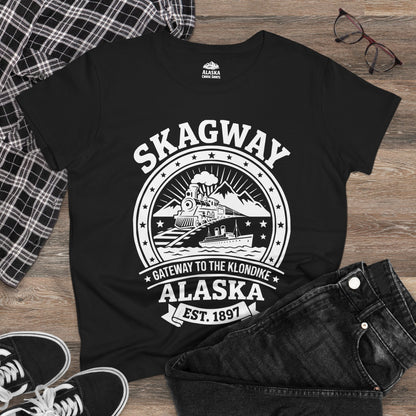 Vintage Skagway Alaska Gateway to the Klondike Souvenir Shirt — Ladies Tee