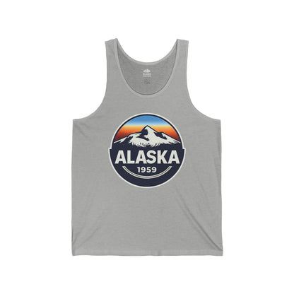 Alaska 1959 Retro Mountain Sunset Badge tank top Vintage Statehood tank top — Tank Top