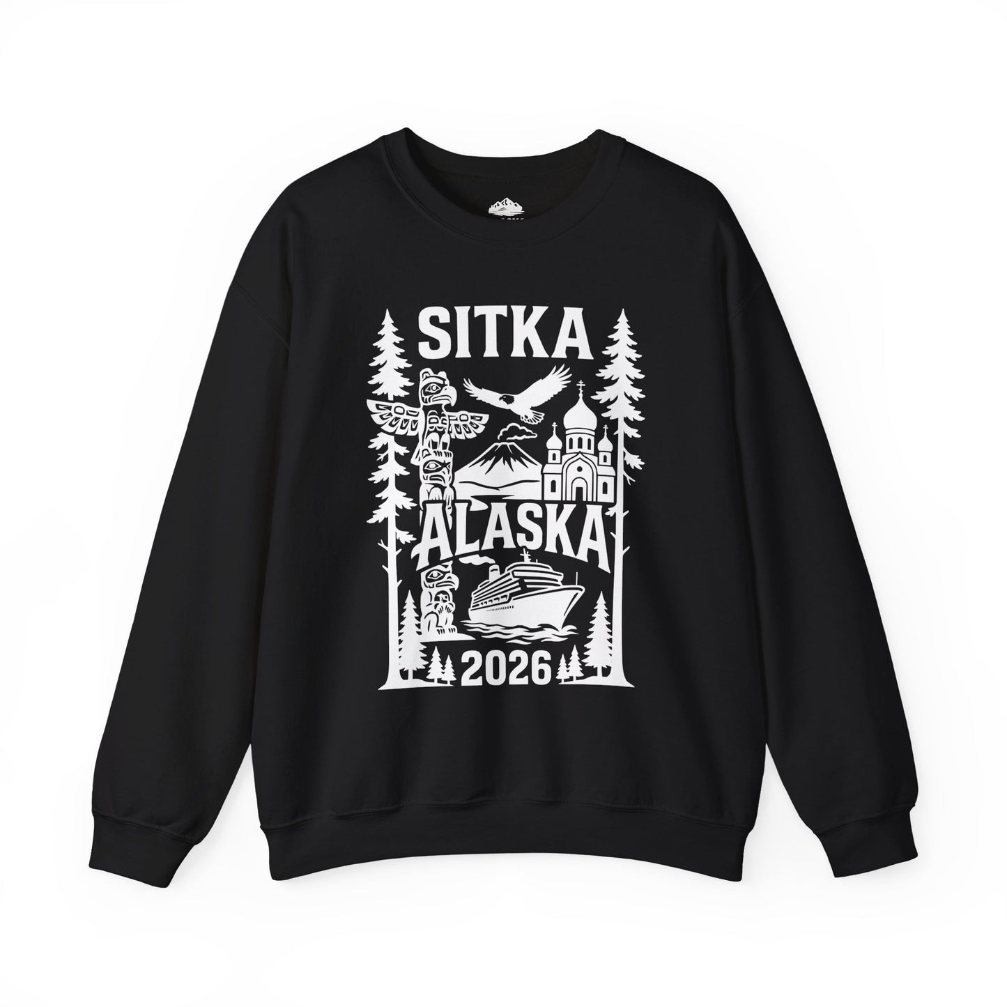 Sitka Alaska Cruise Souvenir Shirt with Totem Poles and Ship 2026 — Sweatshirt