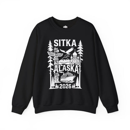 Sitka Alaska Cruise Souvenir Shirt with Totem Poles and Ship 2026 — Sweatshirt