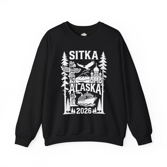 Sitka Alaska Cruise Souvenir Shirt with Totem Poles and Ship 2026 — Sweatshirt