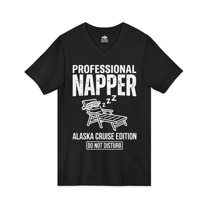 Professional Napper Alaska Cruise Edition Distressed Travel Tee — V-Neck