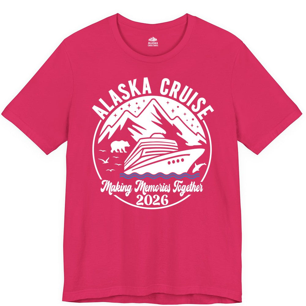 Alaska Cruise Shirt - Family Adventure 2026 Souvenir Apparel (Premium Tee) in Fuchsia - Alaska Cruise Adventure 2026 Shirt - Mountains Wildlife and Ship Retro