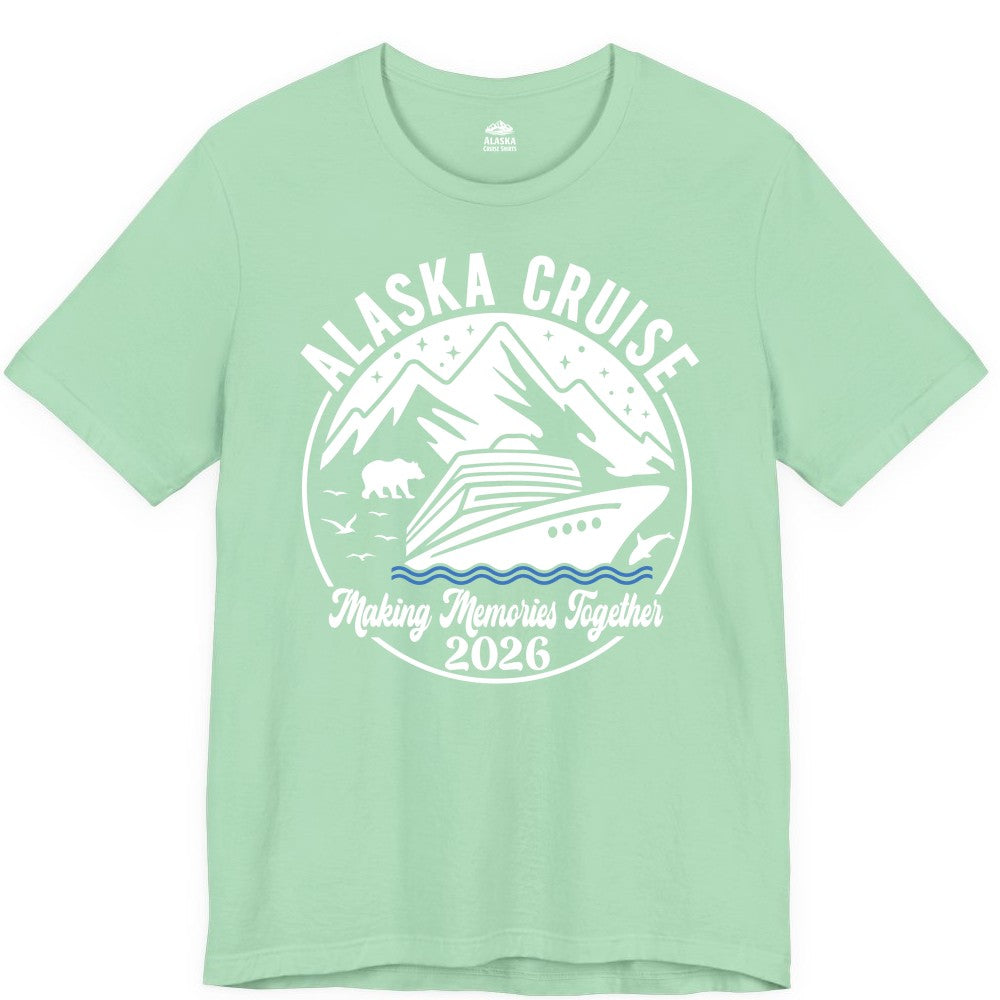 Alaska Cruise Shirt - Family Adventure 2026 Souvenir Apparel (Premium Tee) in Mint - Alaska Cruise Adventure 2026 Shirt - Mountains Wildlife and Ship Retro