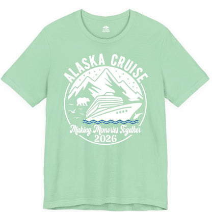Alaska Cruise Shirt - Family Adventure 2026 Souvenir Apparel (Premium Tee) in Mint - Alaska Cruise Adventure 2026 Shirt - Mountains Wildlife and Ship Retro