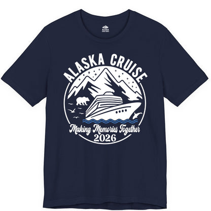 Alaska Cruise Shirt - Family Adventure 2026 Souvenir Apparel (Premium Tee) in Navy - Alaska Cruise Adventure 2026 Shirt - Mountains Wildlife and Ship Retro