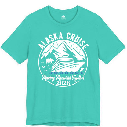 Alaska Cruise Shirt - Family Adventure 2026 Souvenir Apparel (Premium Tee) in Teal - Alaska Cruise Adventure 2026 Shirt - Mountains Wildlife and Ship Retro