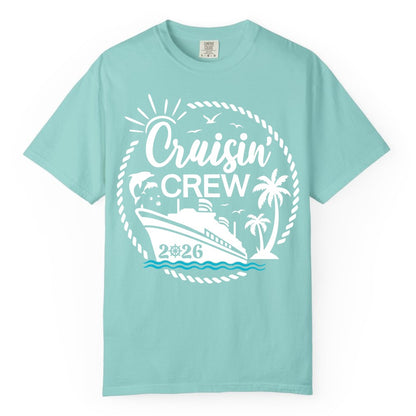 Cruisin Crew Shirt for Cruise Groups - Tropical Family Vacation 2026 (Comfort Color) in Chalky Mint - Cruisin Crew Shirt Tropical Family Group Cruise 2026 Caribbean Islands