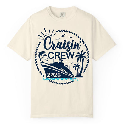 Cruisin Crew Shirt for Cruise Groups - Tropical Family Vacation 2026 (Comfort Color) in Ivory - Cruisin Crew Shirt Tropical Family Group Cruise 2026 Caribbean Islands