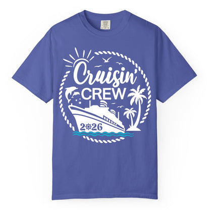 Cruisin Crew Shirt for Cruise Groups - Tropical Family Vacation 2026 (Comfort Color) in Periwinkle - Cruisin Crew Shirt Tropical Family Group Cruise 2026 Caribbean Islands