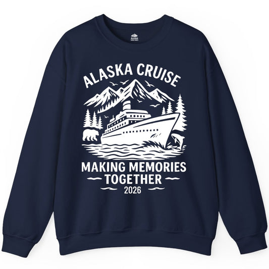 Alaska Cruise Shirt - Family Vacation Nature Wildlife Adventure Tee (Sweatshirt) in Navy - Alaska Cruise Shirt - Wildlife Adventure Family Memories 2026
