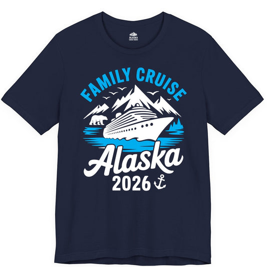 Alaska Family Cruise Shirt - 2026 Cruise Vacation Apparel USA (Premium Tee) in Navy - Alaska Family Cruise Shirt 2026 Mountains Wildlife Adventure Tee