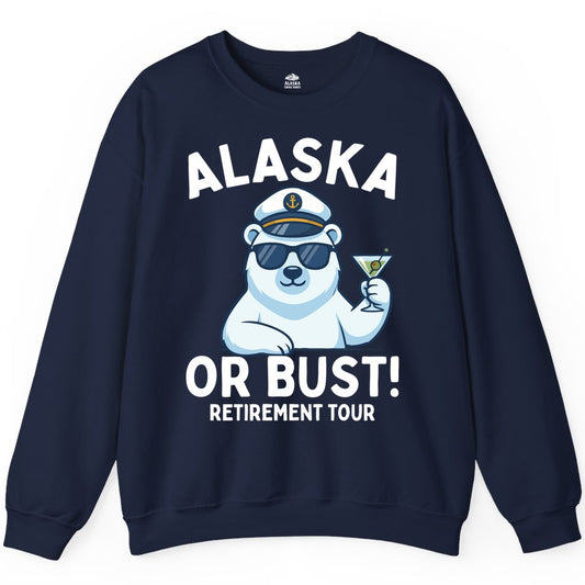 Alaska retirement shirt - Polar Bear Cruise Funny Tour Tee (Sweatshirt) in Navy - Alaska Retirement Cruise Shirt - Funny Polar Bear Captain Tour Tee